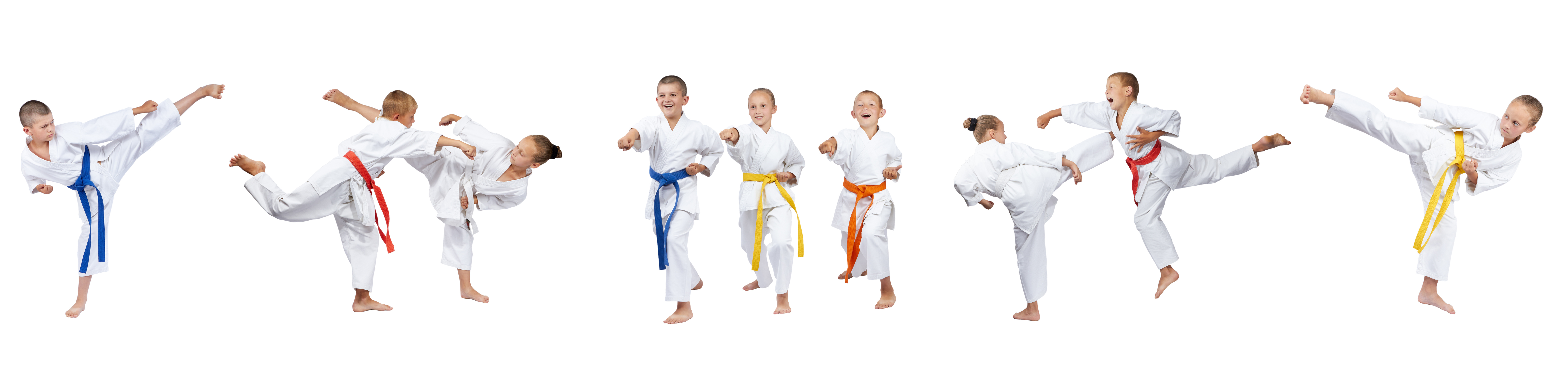 Blows and throws in perfoming little athletes collage